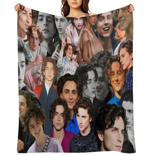 Timothee Chalamet Collage Shrink-resistant Throw Blanket
