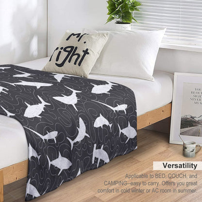 Shark Frenzy Pattern on Charcoal Grey Easy Care Throw Blanket