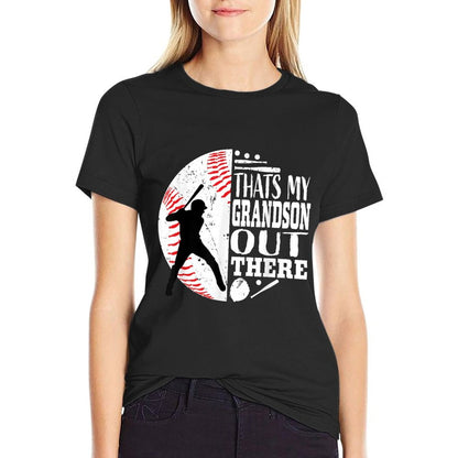 Thats My Grandson Out There Baseball Grandma Grandpa Graphic  Rolled Sleeves T-Shirt