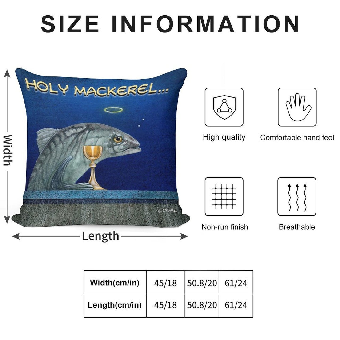 Holy Mackerel... Soft Luxury Feel Throw Pillow
