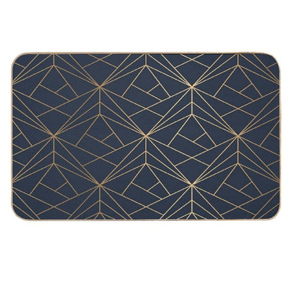 Elegant Geometric Copper Navy Blue  Absorbent Bath Mat