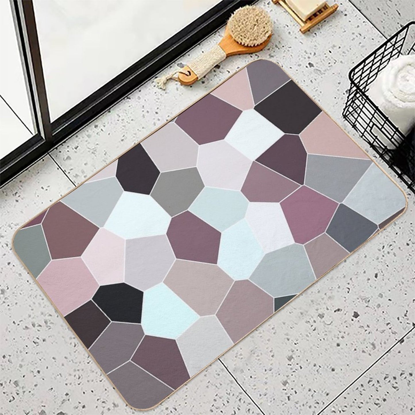 Seashell Colors Coastal Vibes Abstract Seashells And Beach Pebbles Mosaic 4 of 4  Long-Lasting Bath Mat