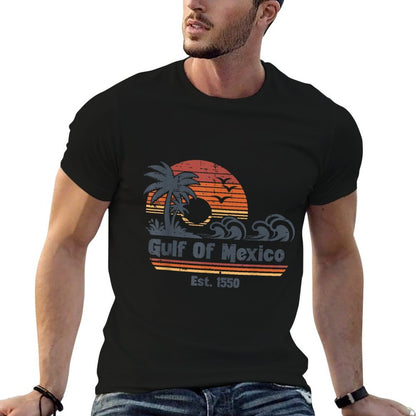 Gulf Mexico Est 1550 Beach Waves Retro Men Boys Kids Women  Classic T-Shirt