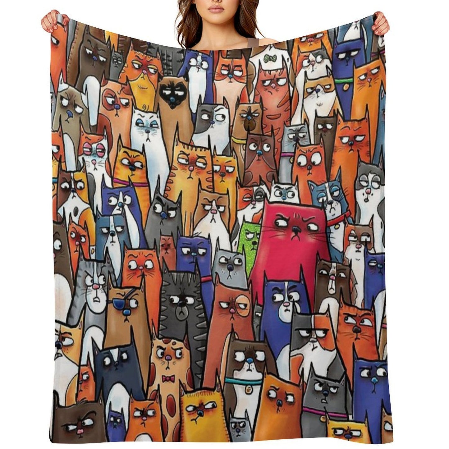 Suspicious Kitties All-season Throw Blanket