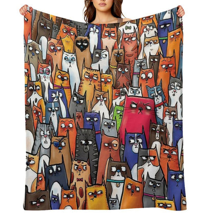Suspicious Kitties All-season Throw Blanket