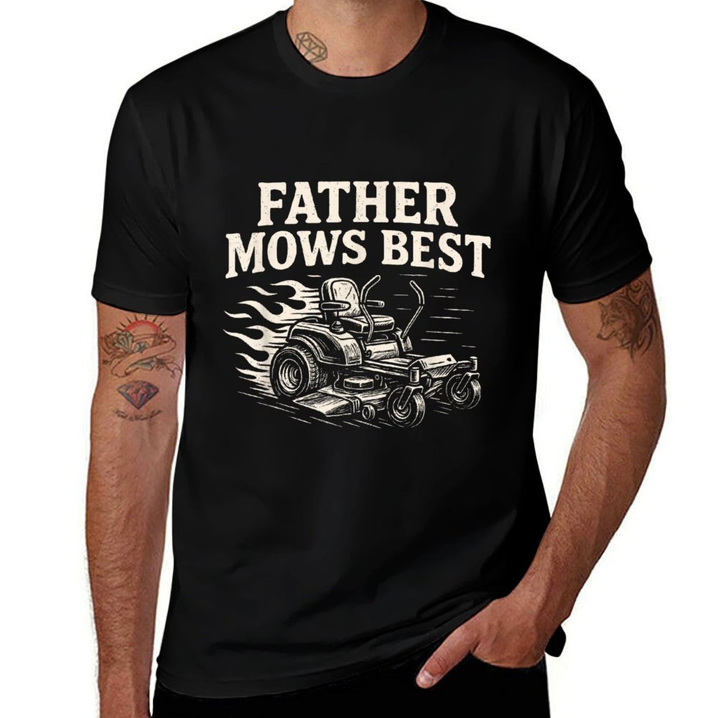 Father Mows Best Funny Fathers Day Dad Jokes Lawn Mowing  Breathable T-Shirt