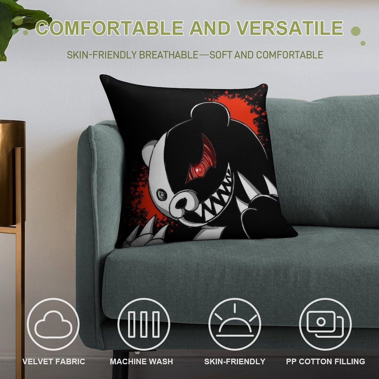 Monokuma Soft Ultra-Soft Texture Throw Pillow