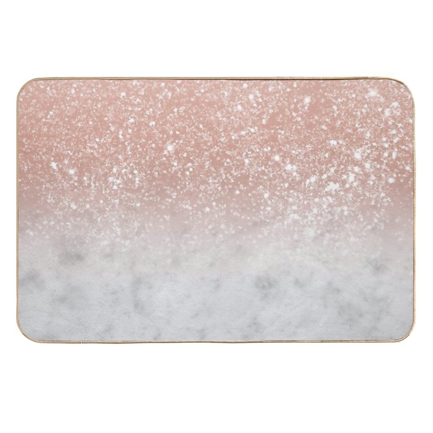 White Marble Rose Gold Ombre Glam #1 (Photo of Glitter Only - Not Reflective)  Anti-Trip Bath Mat