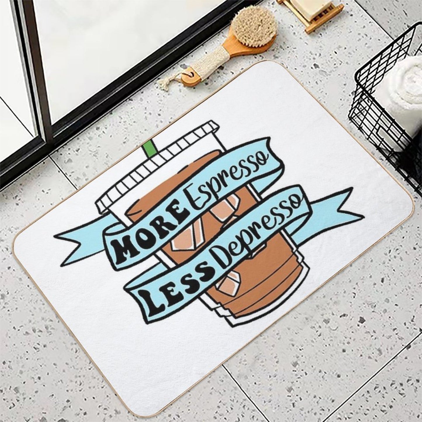 More Espresso Less Depresso  Fade-Resistant Bath Mat