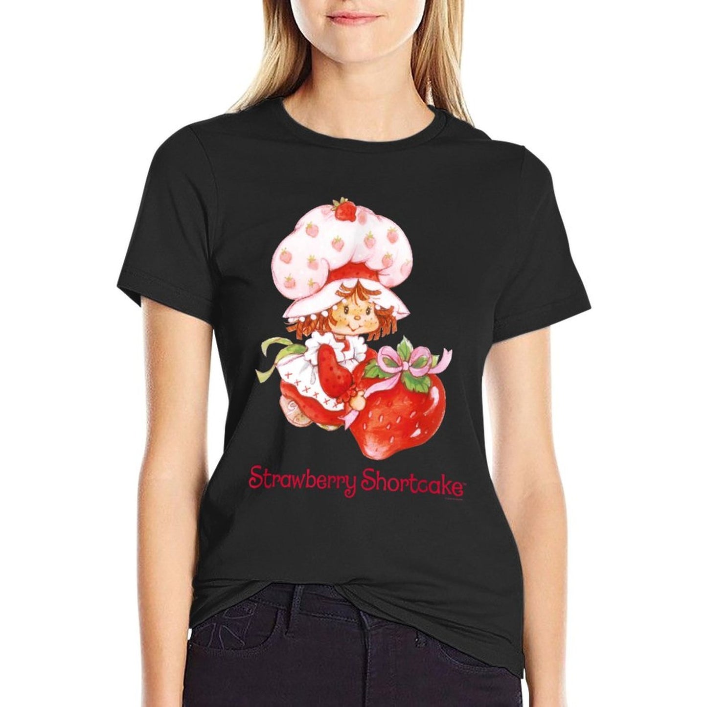 Strawberry Shortcake With Giant Strawberry And Pink Bow  Breathable T-Shirt