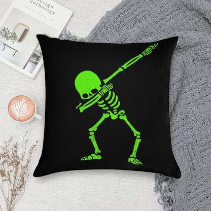 Dabbing Skeleton Green Soft Anti-Pilling Throw Pillow