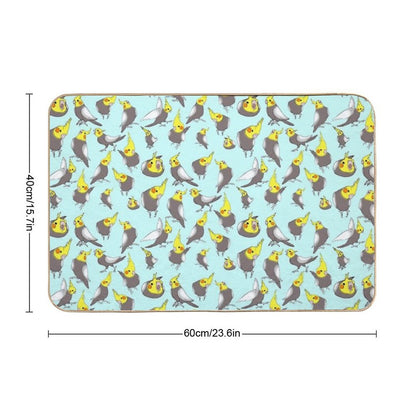 Cockatiel Doodle Pattern  Eco-Friendly Bath Mat