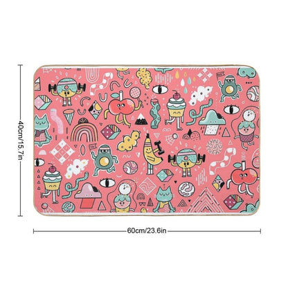 Funny Crazy Avocado, Banana, Ice Cream, Apple, Cat, Cupcake. Fitness Food.  Eco-Friendly Bath Mat