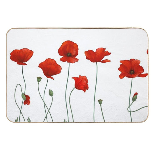 Poppy Stems.  Fade-Resistant Bath Mat