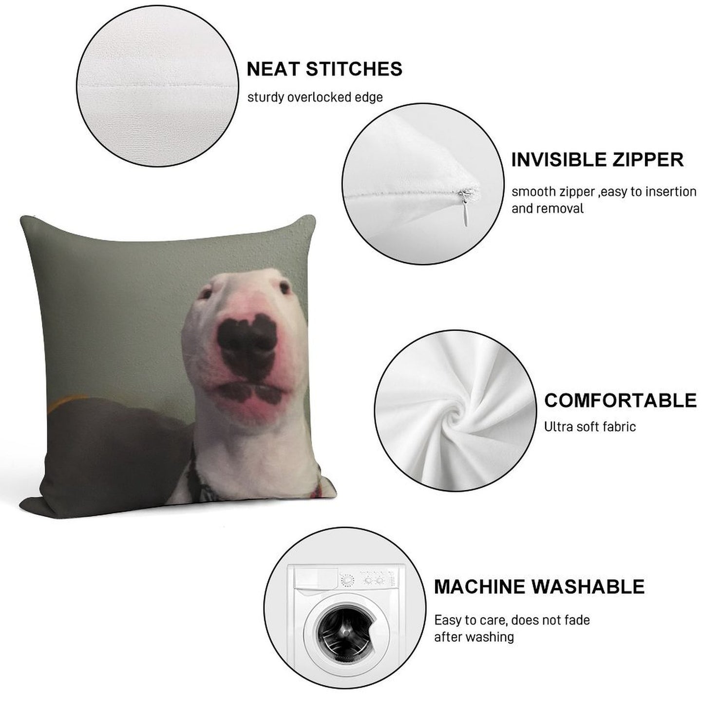 @PupperNelson Walter Original Soft Hidden Zipper Throw Pillow