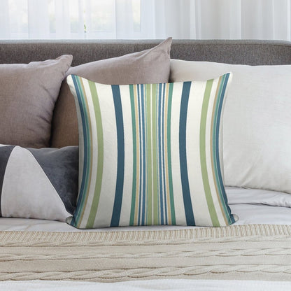 Light Green Navy Blue Stripes Soft Anti-Pilling Throw Pillow