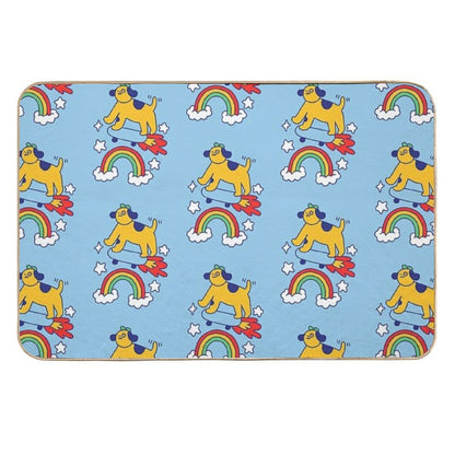 Dog Flying On A Skateboard  Pet-Safe Bath Mat