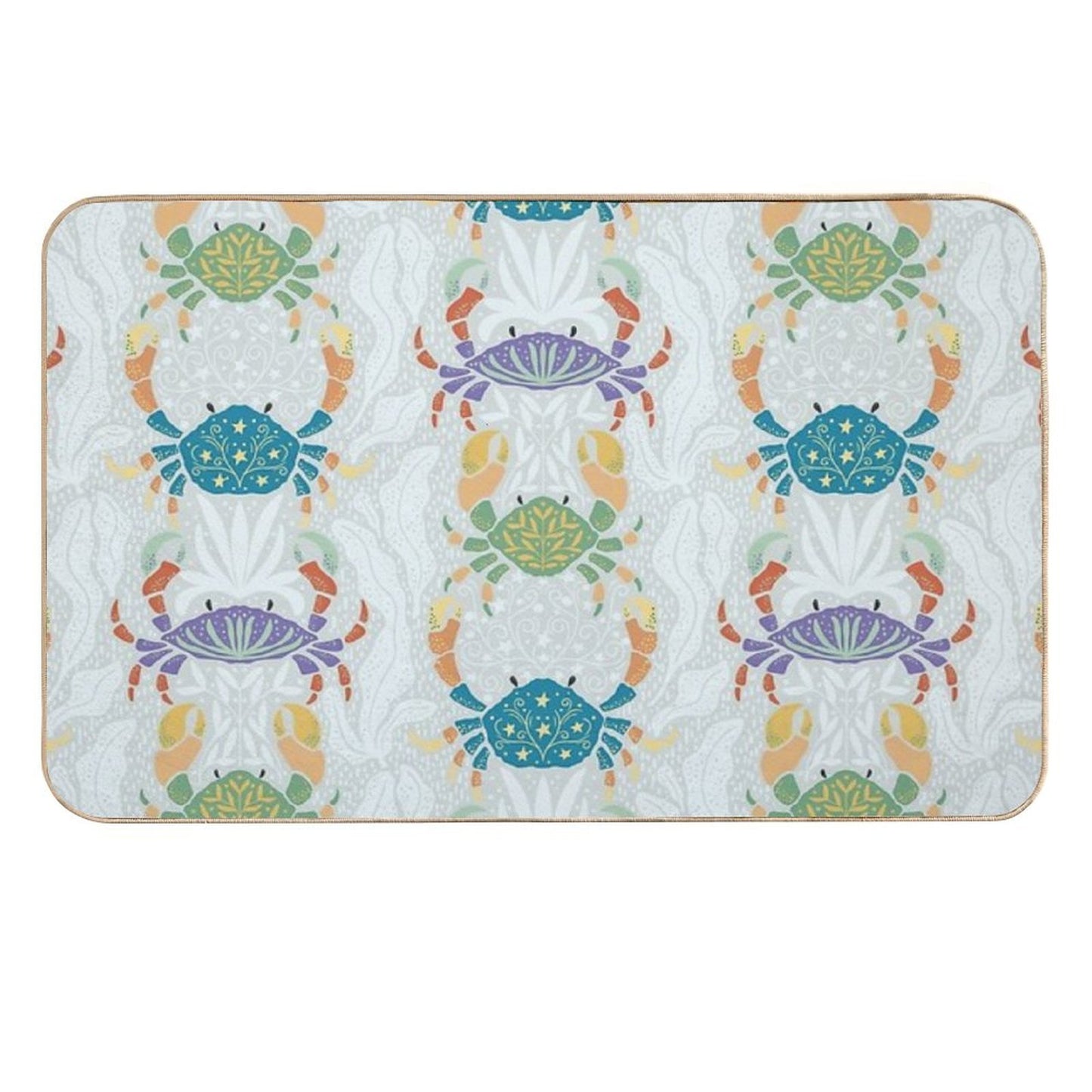 Colorful Crabs' Seaweed Parade [blue]  Easy To Clean Bath Mat