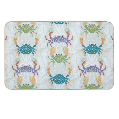 Colorful Crabs' Seaweed Parade [blue]  Easy To Clean Bath Mat