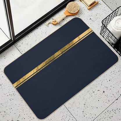 Navy Blue And Gold Minimalist  Dirt-Trapping Bath Mat