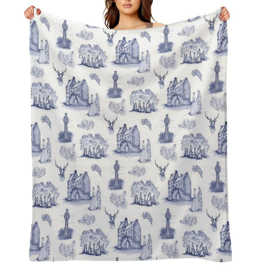 Highlander Toile in Blue Compact Throw Blanket
