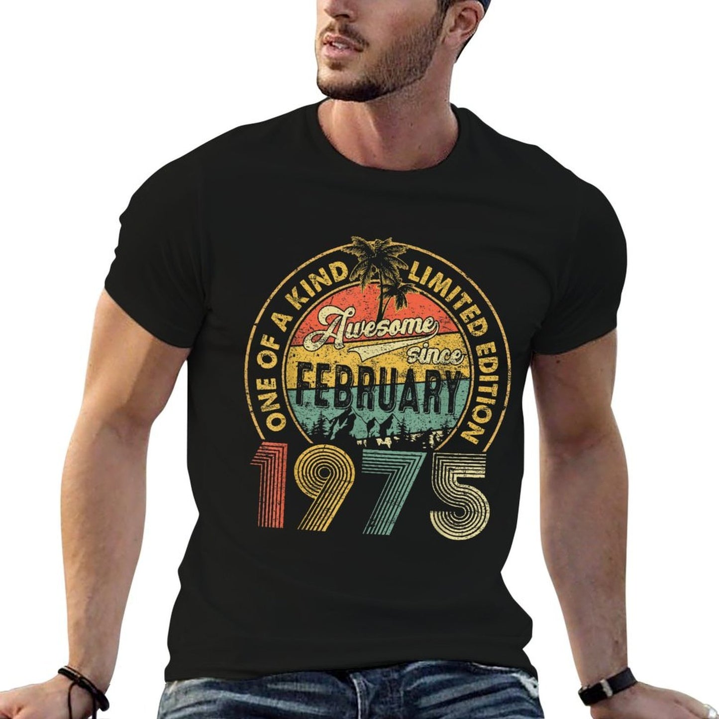 Funny 50 Years Old Vintage February 1975 50th Birthday Gift  Vintage-inspired T-Shirt