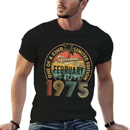 Funny 50 Years Old Vintage February 1975 50th Birthday Gift  Vintage-inspired T-Shirt
