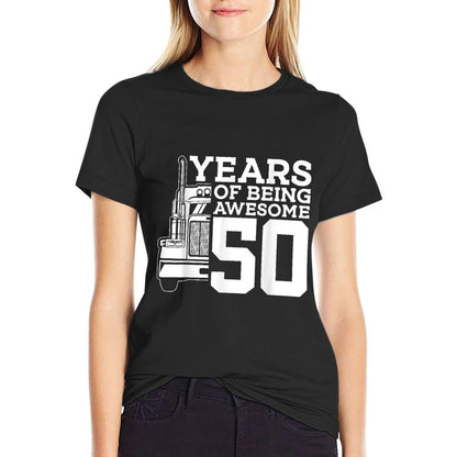 Truck Driver 50 YEARS OF BEING AWESOME TRUCKER 50th BIRTHDAY  Vintage-inspired T-Shirt