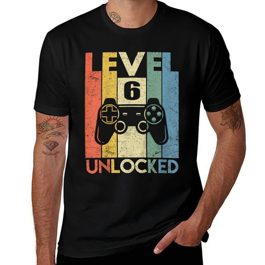 Level 6 Unlocked Funny Video Gamer 6th Birthday Gift  Wrinkle-resistant T-Shirt
