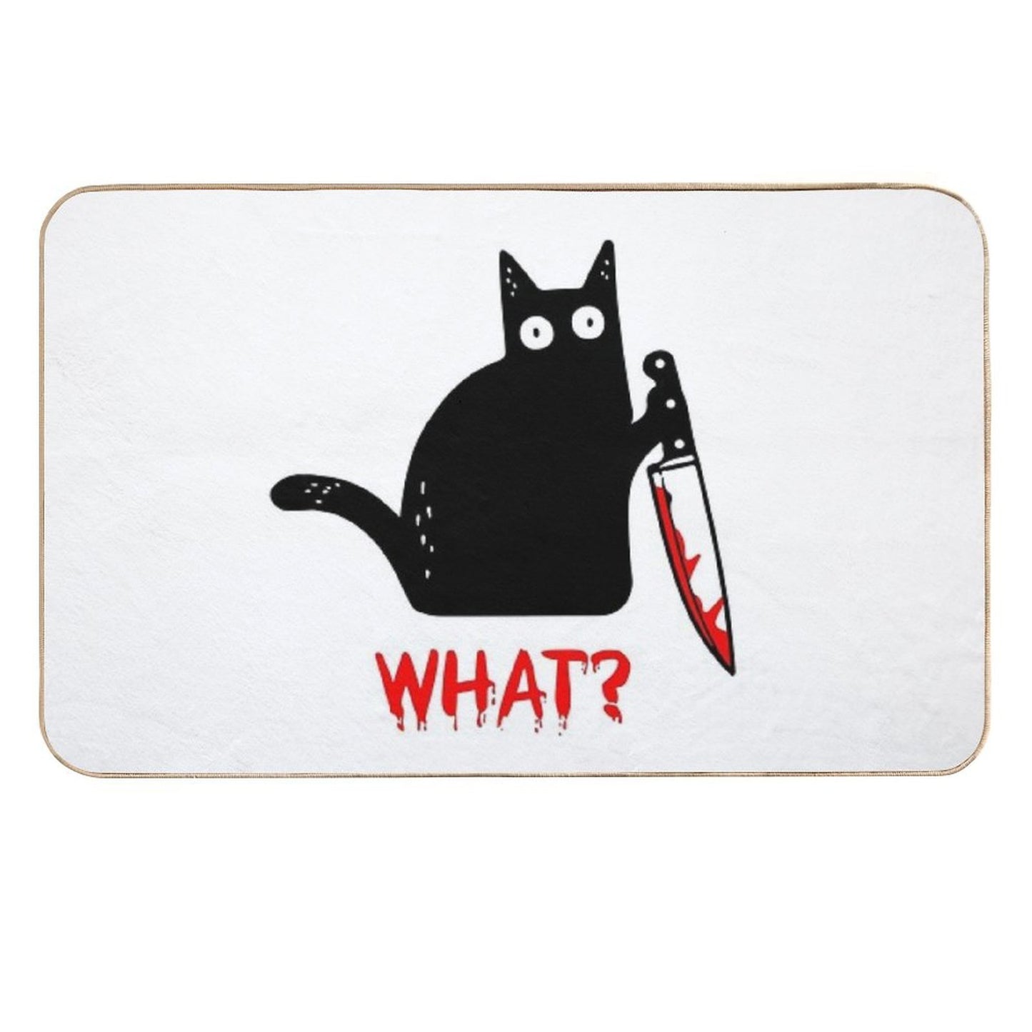 Funny Black Cat WHAT - Murderous Cat Holding Knife  Versatile Bath Mat