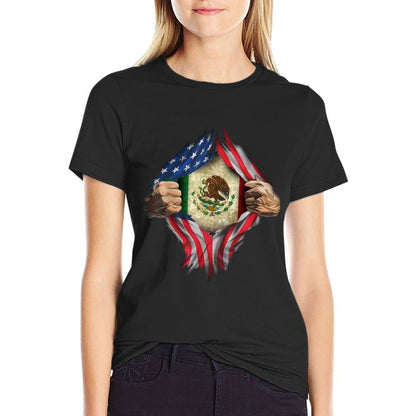 MEXICAN AMERICAN SUPER HERO FLAG T SHIRT  Eco-friendly Material T-Shirt