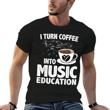 Funny Music Teacher Art For Women Men Musician Coffee Lover  Summer-ready Fabric T-Shirt