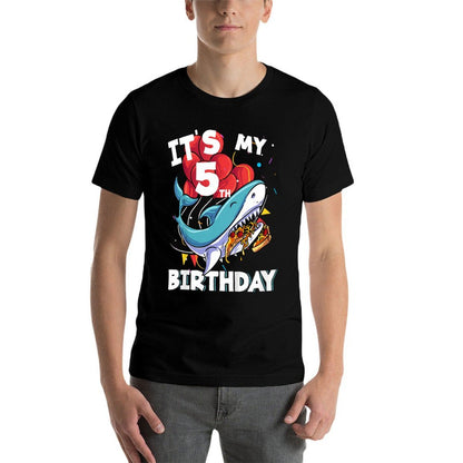Kids It's My 5th Birthday 5 Year Old Shark Birthday  Stretchy T-Shirt