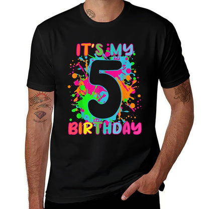 5th Birthday Paint Splashes T-shirt Kids, Girls, Boys 5 Year  Vintage-inspired T-Shirt