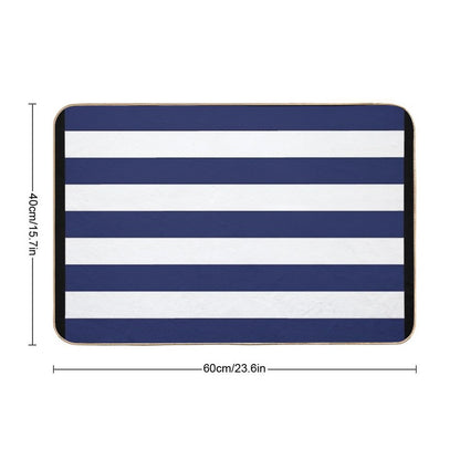 Navy Blue And White Stripes  High-Traffic Bath Mat