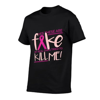 YES THESE ARE FAKE MY REAL ONES TRIED TO KILL ME Funny Meme  Oversized Silhouette T-Shirt