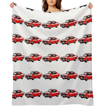 Red 1969 DC Muscle Car Wrinkle-free Throw Blanket