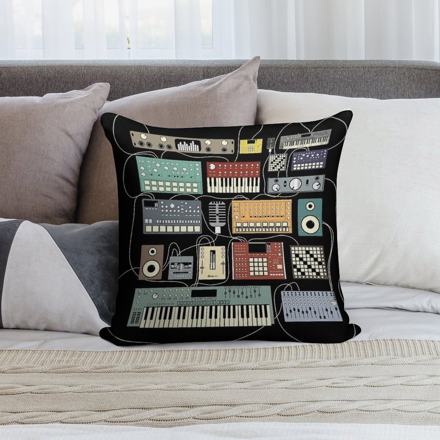 Electronic Musician Synthesizer And Drum Machine Dj Soft Easy Maintenance Throw Pillow