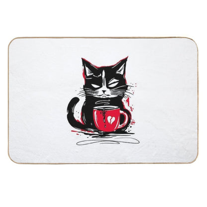 Coffee Cat Morning Grouch Coffee Cat  Dirt-Trapping Bath Mat