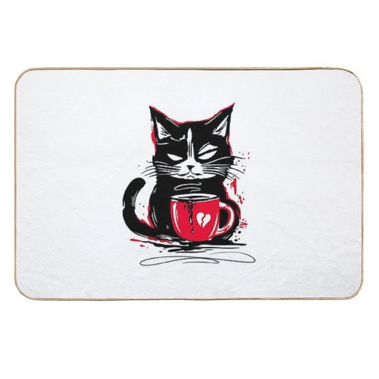 Coffee Cat Morning Grouch Coffee Cat  Dirt-Trapping Bath Mat