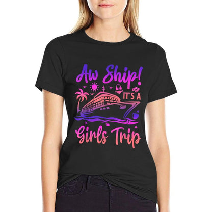 Aw Ship! It's A Girls Trip Cruise 2024 Vacation Matching  Relaxed-fit T-Shirt