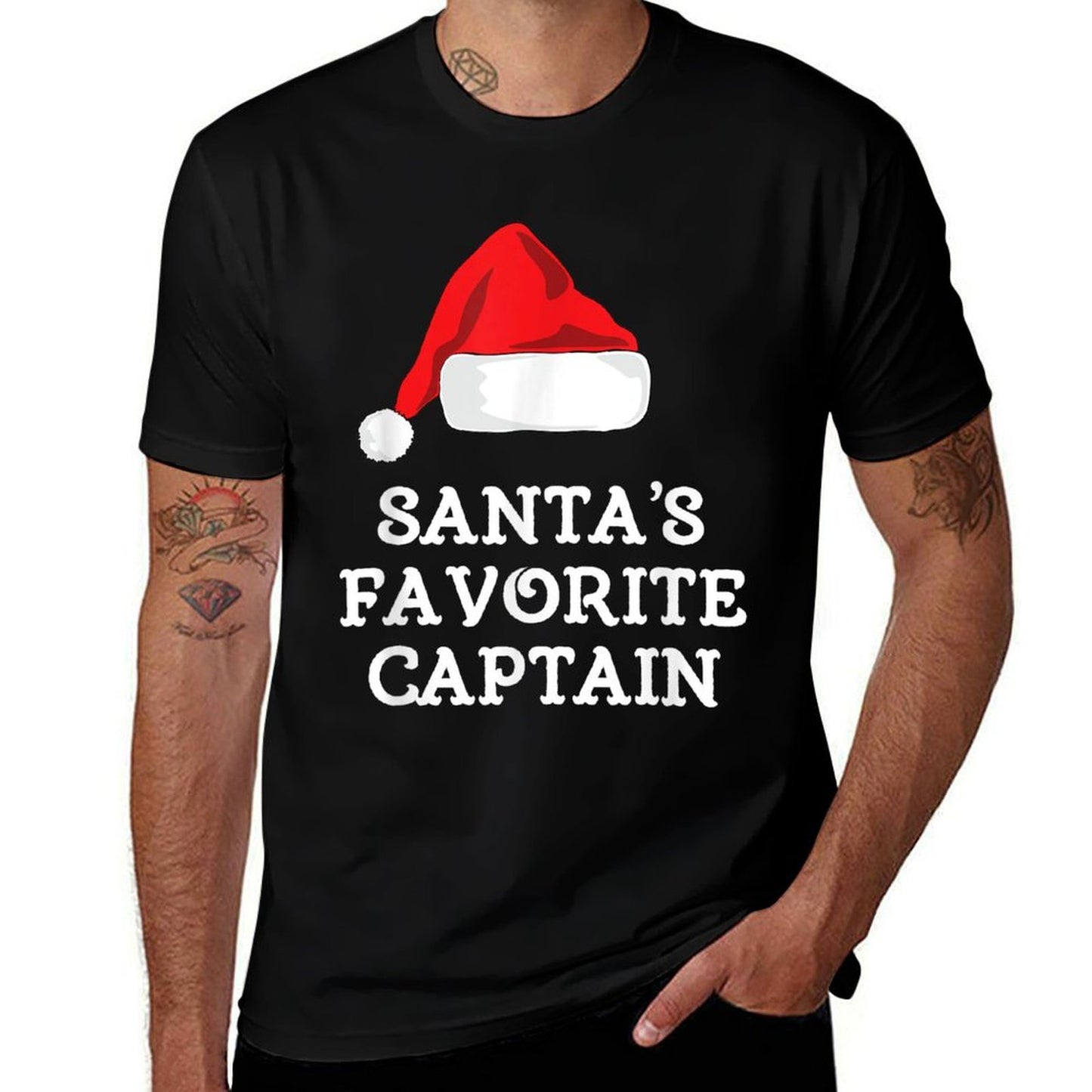 Santas Favorite Captain Xmas Christmas Boat Boating Sailing  Trendy Pattern T-Shirt