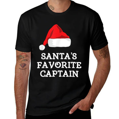 Santas Favorite Captain Xmas Christmas Boat Boating Sailing  Trendy Pattern T-Shirt
