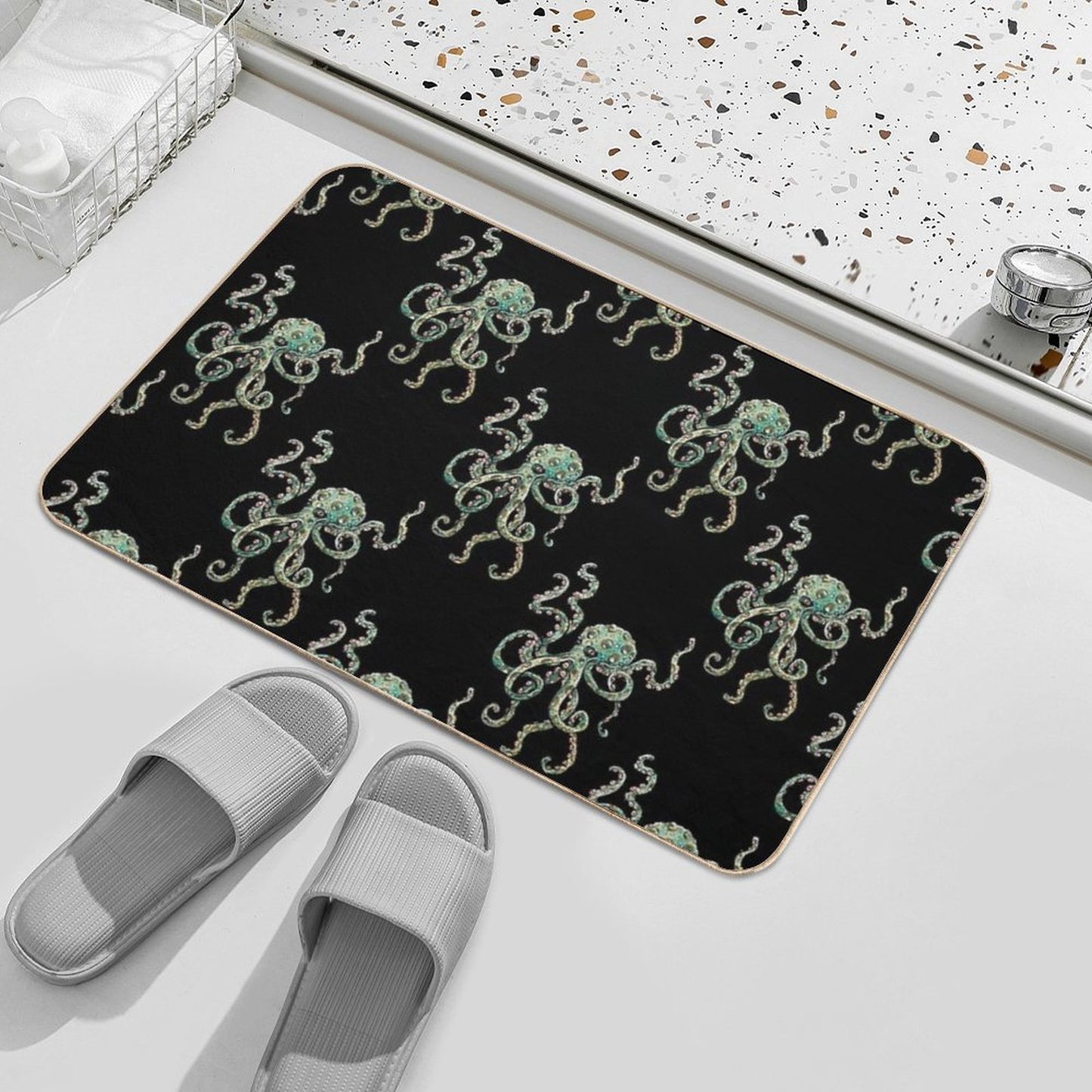 Green Octopus!  Repositionable Bath Mat