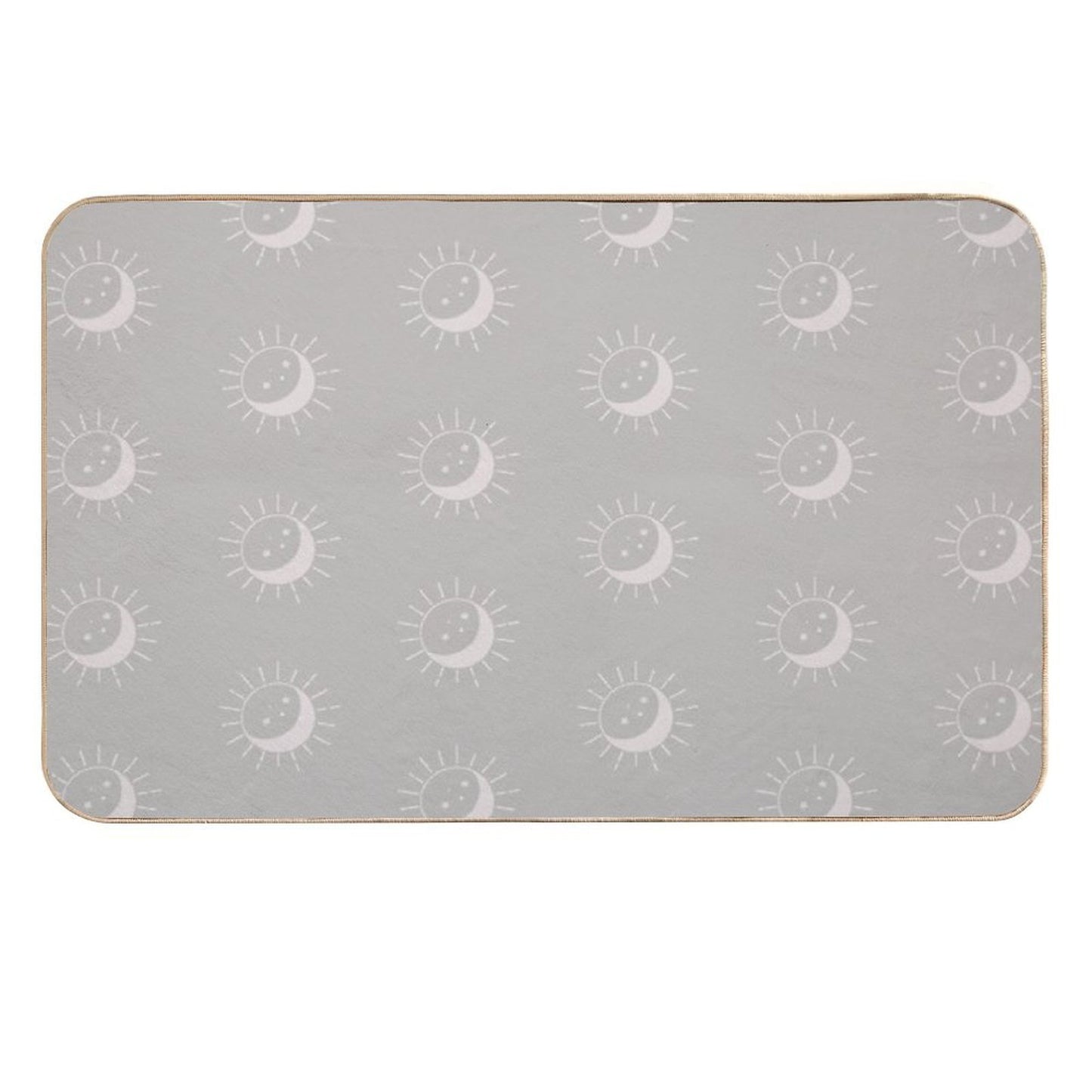 Pretty Sun And Moon Pattern Soft Aesthetic In Muted Colors Taupe  Repositionable Bath Mat