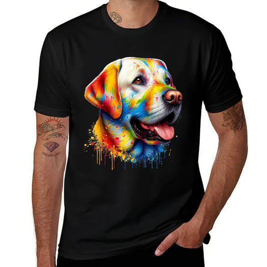 Colorful Canine Chaos Labrador Retriever Frenzy  Wrinkle-resistant T-Shirt
