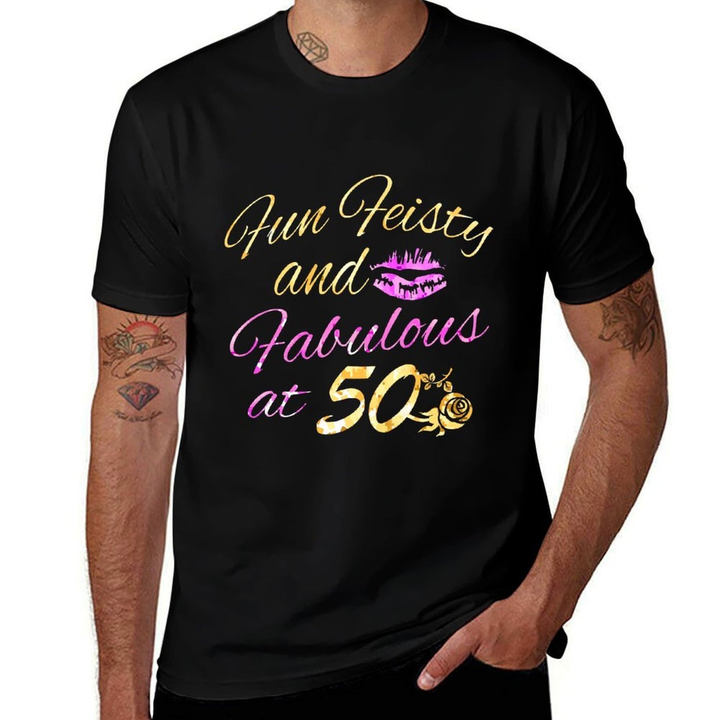 Womens 50th Birthday - Fabulous At 50  Oversized Silhouette T-Shirt