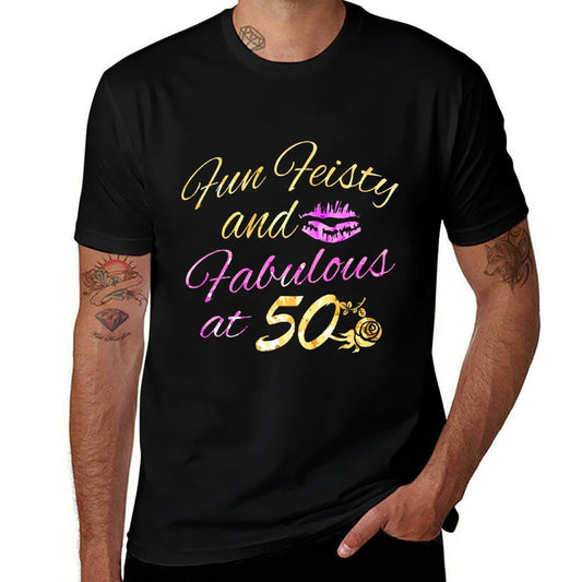 Womens 50th Birthday - Fabulous At 50  Oversized Silhouette T-Shirt