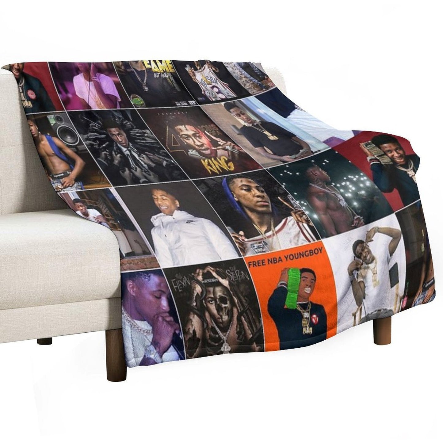 YoungBoy Never Broke Again Photo Collage Wrinkle-free Throw Blanket