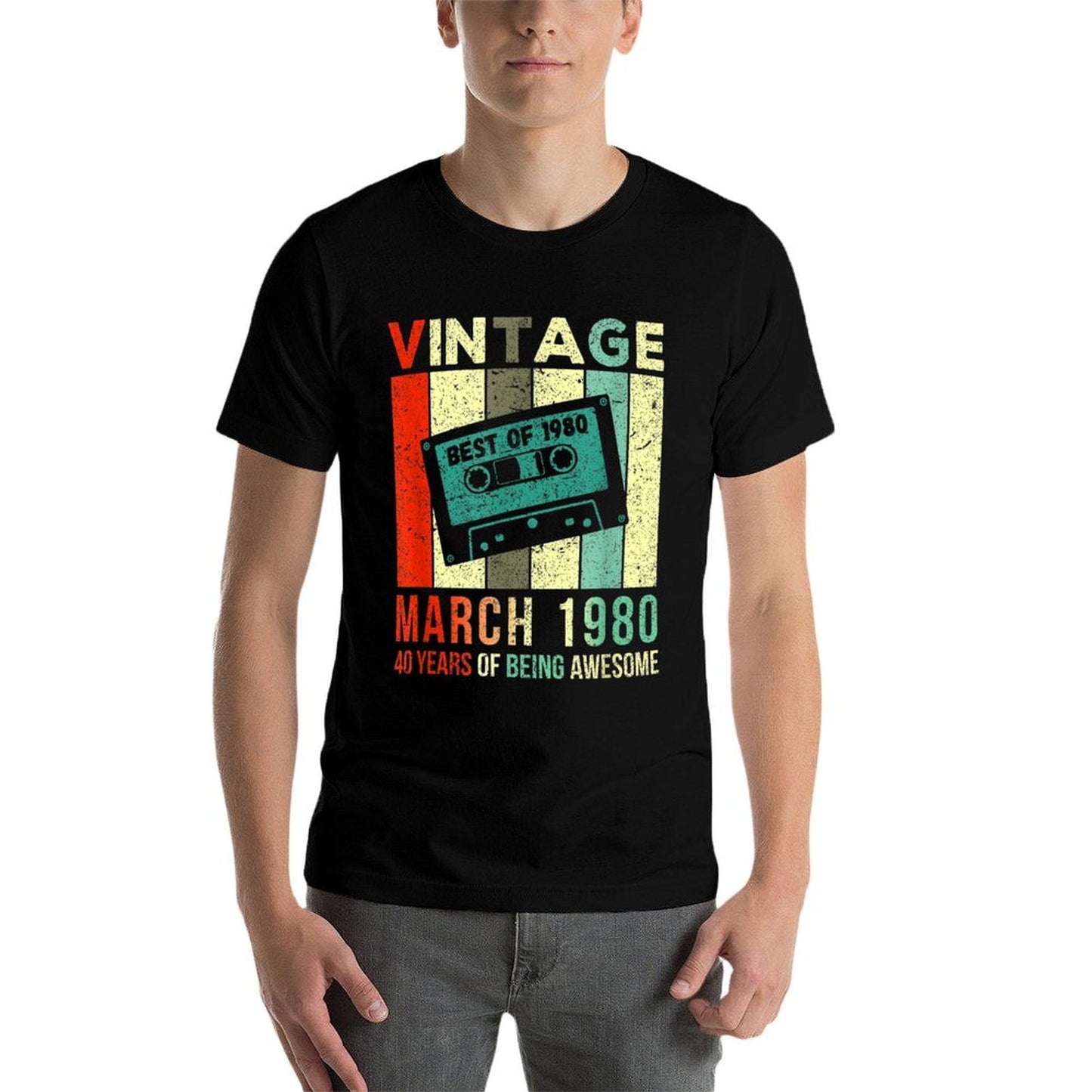 Vintage March 1980 40 Years of Being Awesome 40th Birthday  Versatile T-Shirt